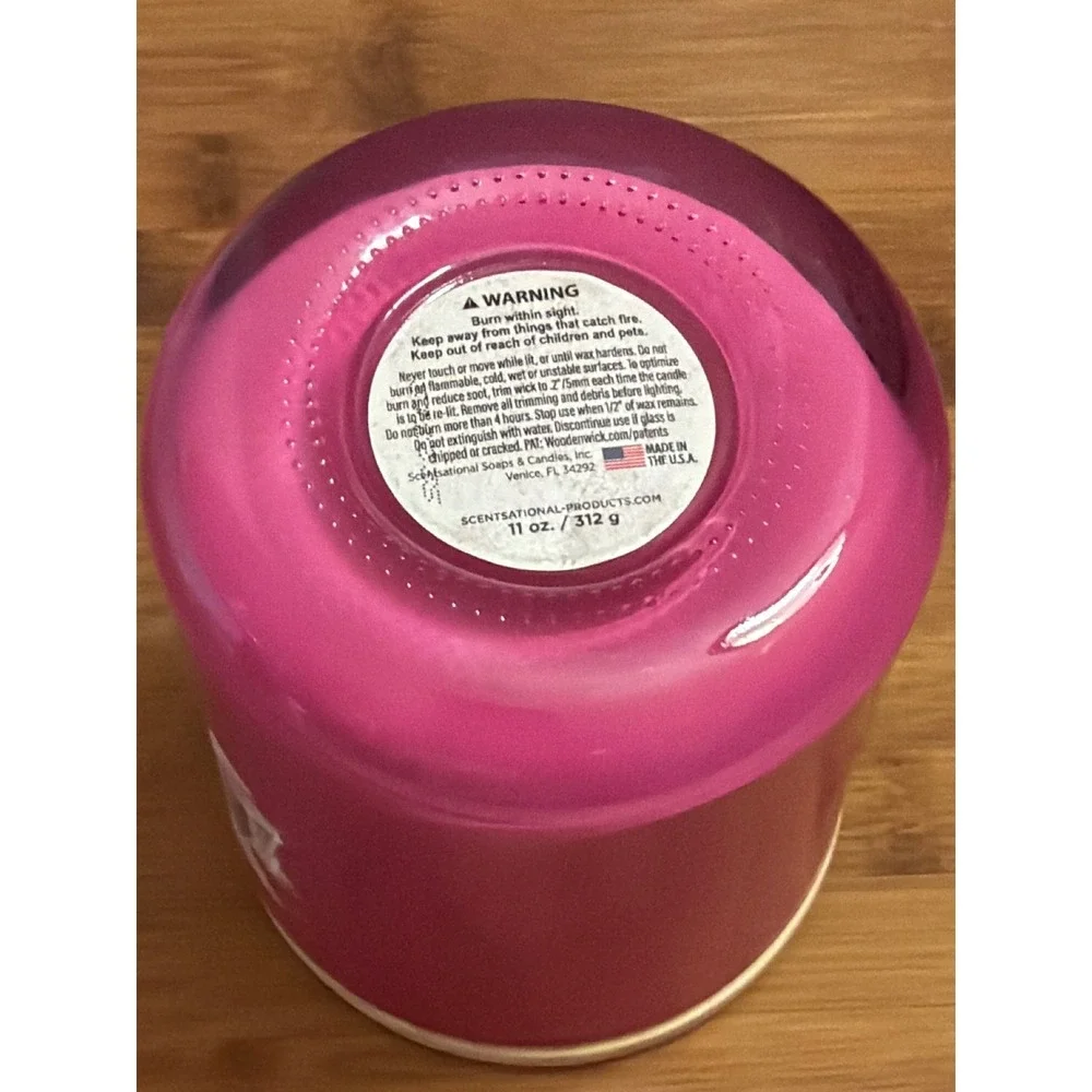 Scentsational Watermelon‎ Lemonade Wooden Wick Soy Blend Candle 11oz Pink Jar
